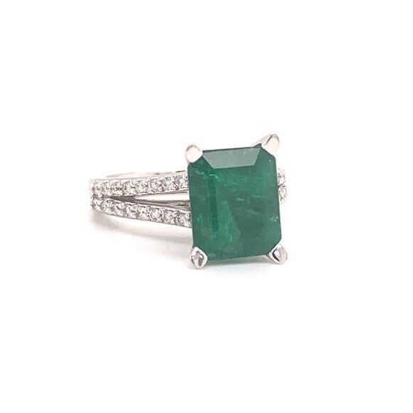 Diamond Emerald Platinum Ring 4.60 TCW Certified $7,950 920743 - Picture 5 of 8